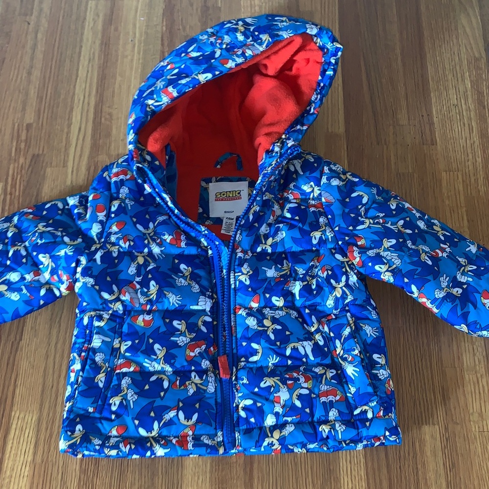 Sonic Kids Puffer Jacket - Blue and Red